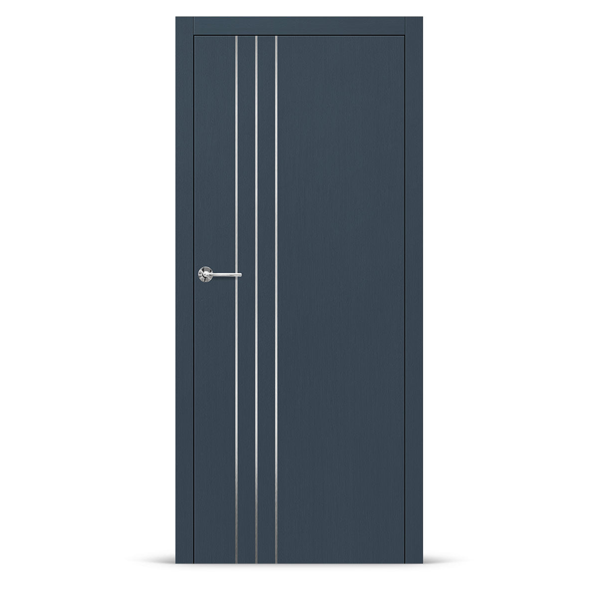 Фурнирана интериорна врата интарзија LUX 103 - четкан челик