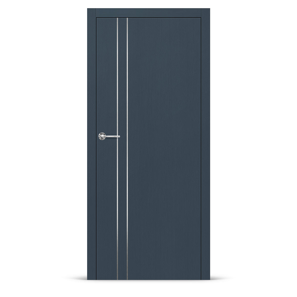 Фурнирана интериорна врата интарзија LUX 104 - четкан челик