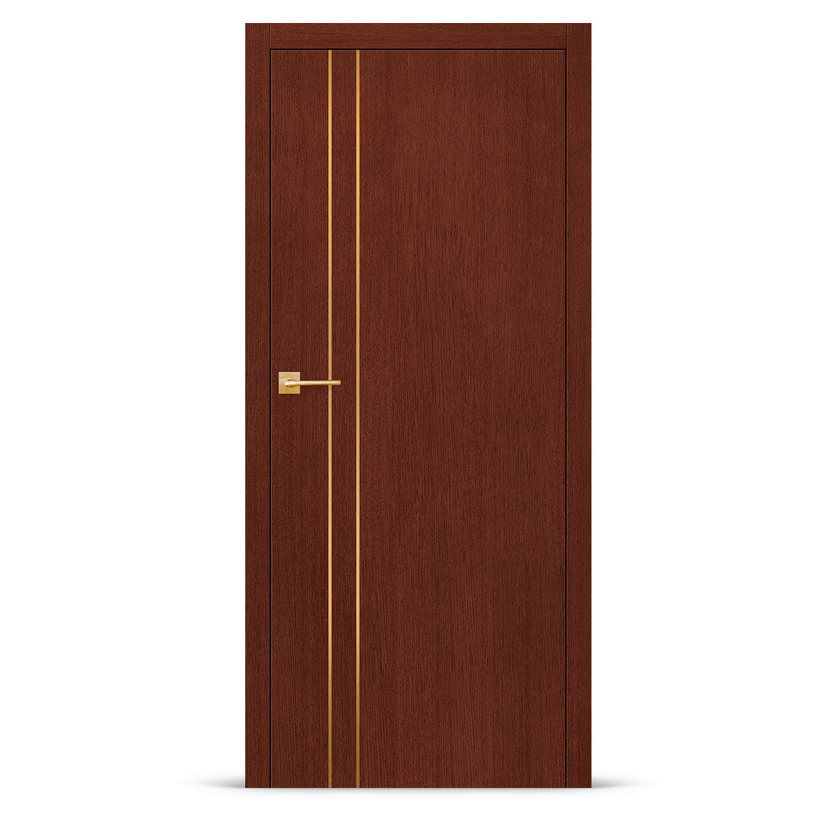 Фурнирана интериорна врата с интарзия LUX 104 – четкано злато