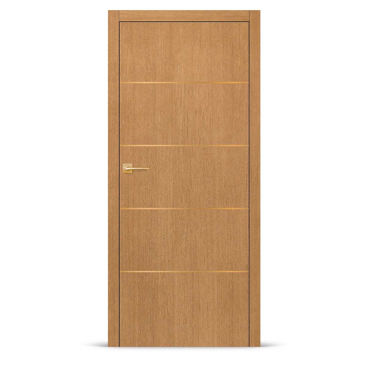 Фурнирана интериорна врата с интарзия LUX 107 – четкано злато