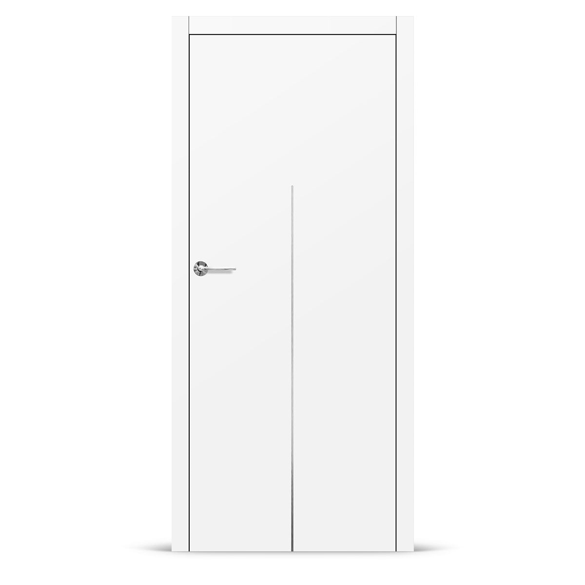Фурнирана интериорна врата с интарзия LUX 113 – четкана стомана