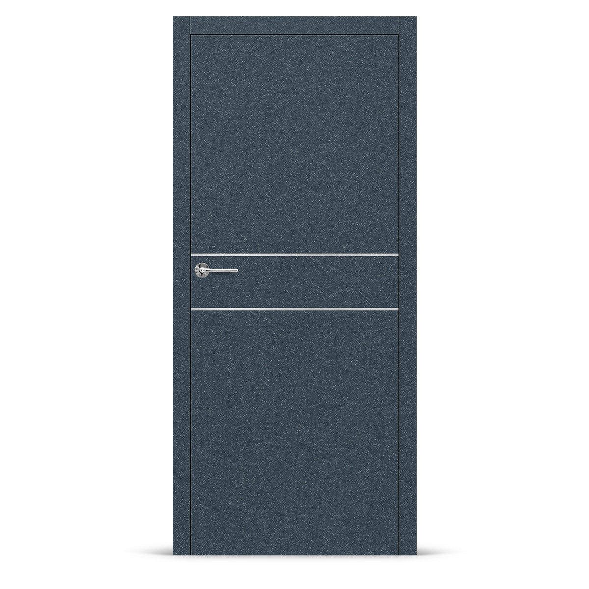 Фурнирана интериорна врата с интарзия LUX 116 – четкана стомана