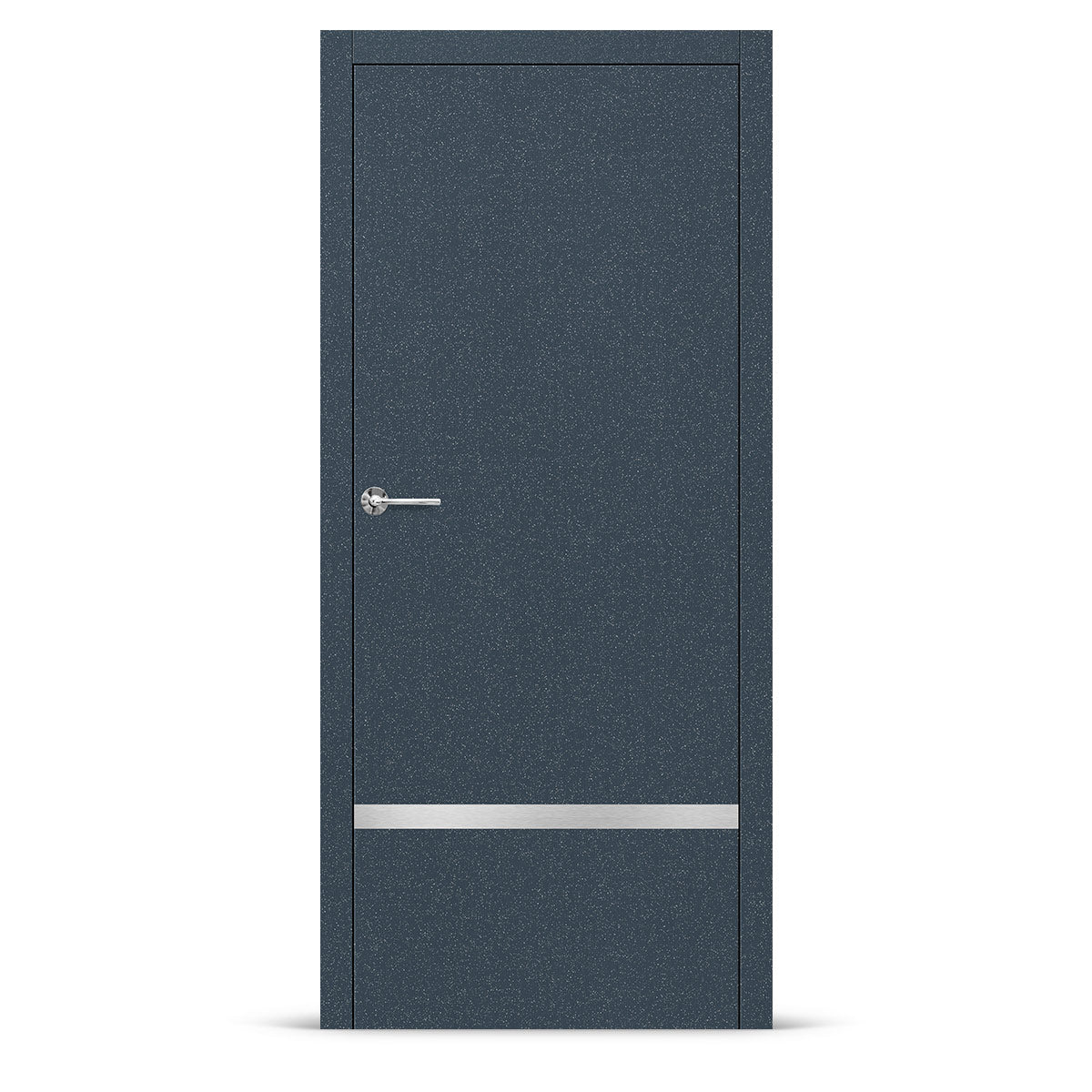 Фурнирана интериорна врата с интарзия LUX 117 – четкана стомана