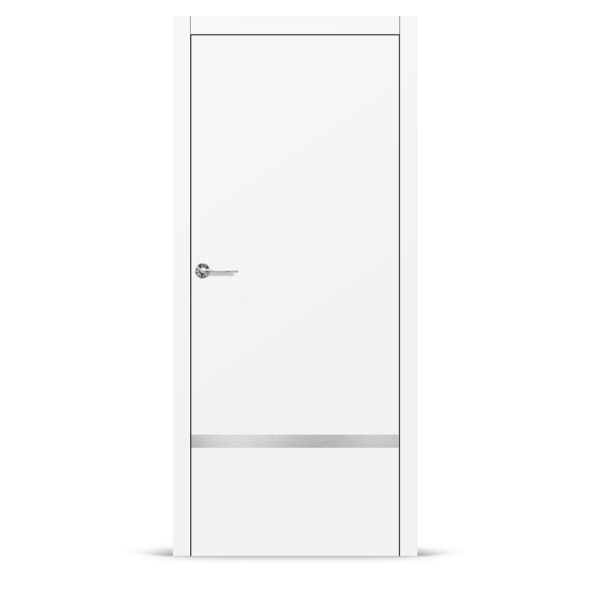 Фурнирана интериорна врата с интарзия LUX 117 – четкана стомана