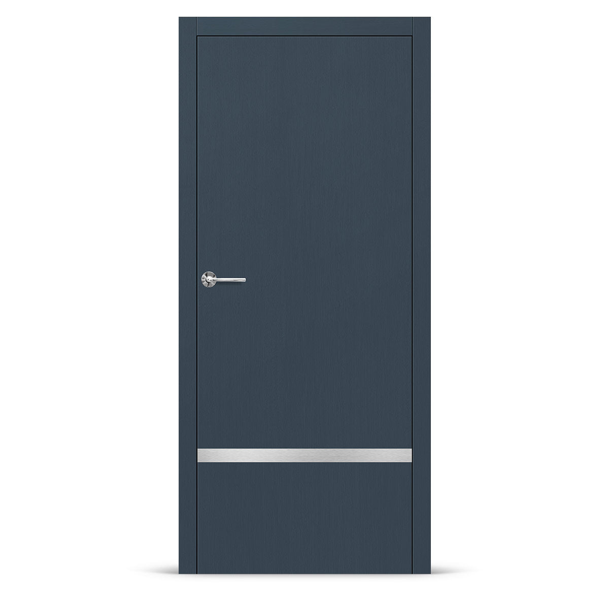Фурнирана интериорна врата с интарзия LUX 117 – четкана стомана