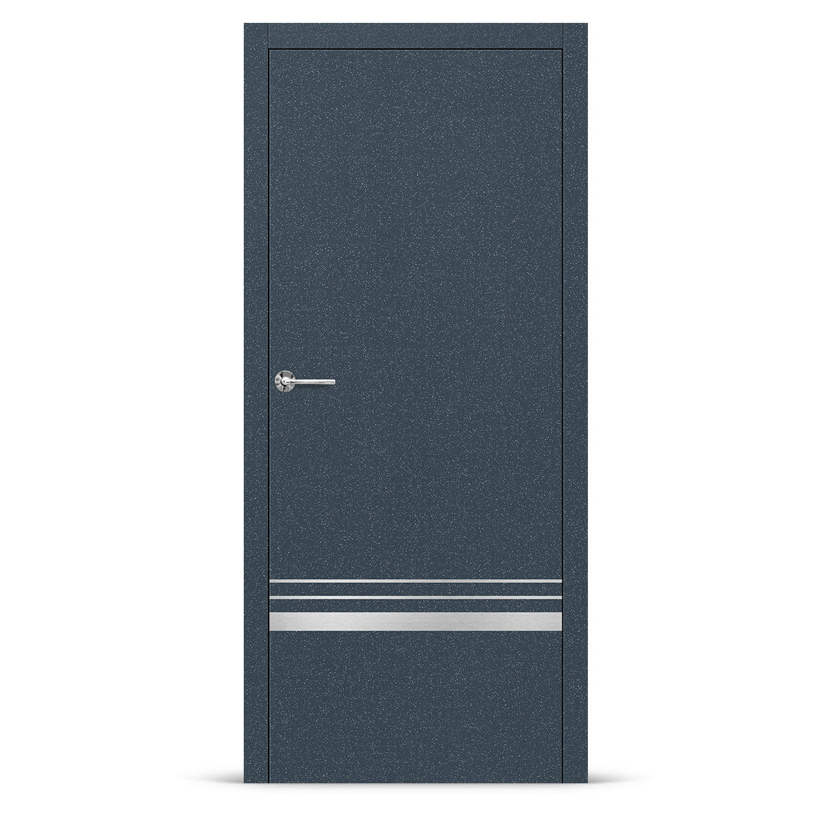 Фурнирана интериорна врата с интарзия LUX 118 – четкана стомана