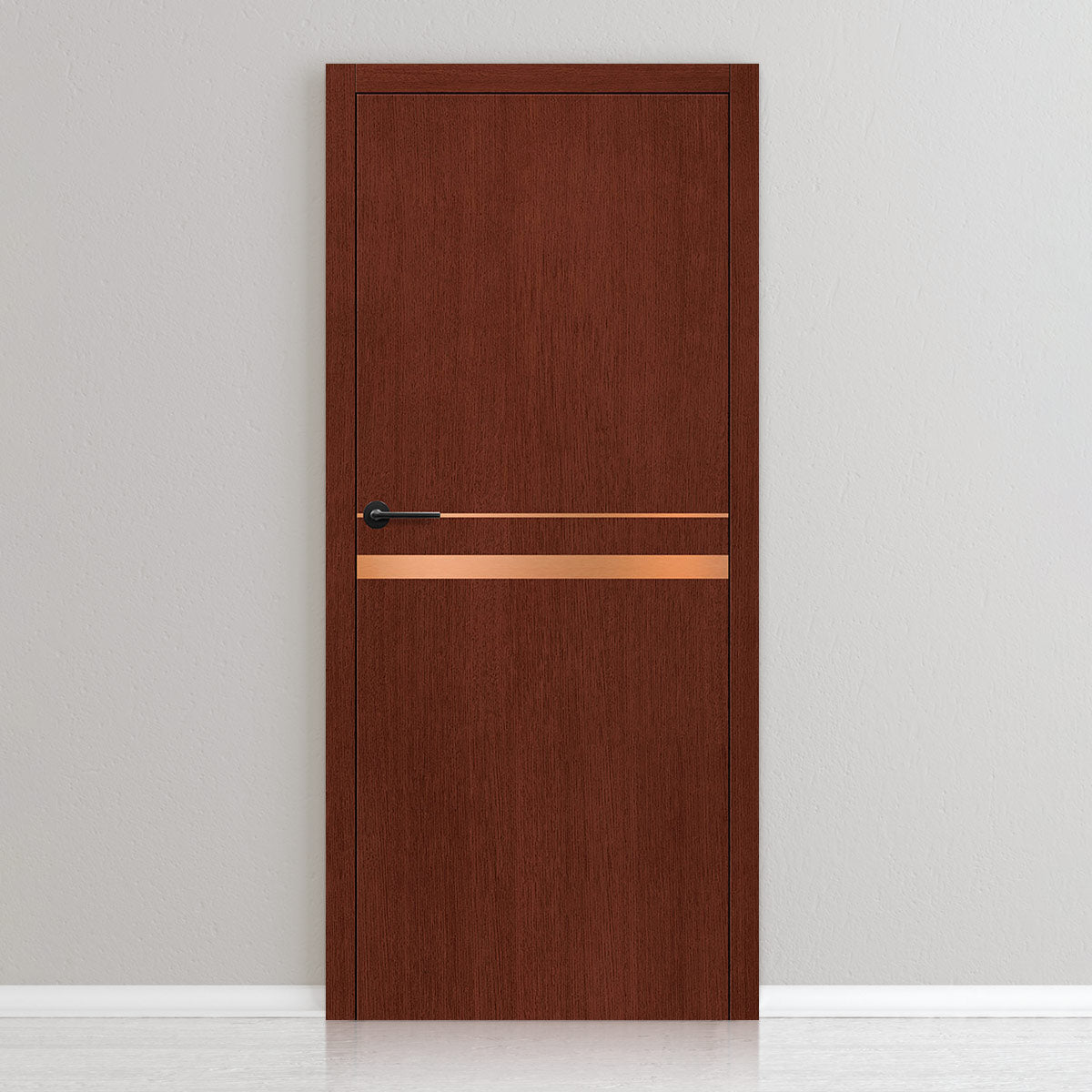 Фурнирана интериорна врата интарзија LUX 119 - четкан бакар