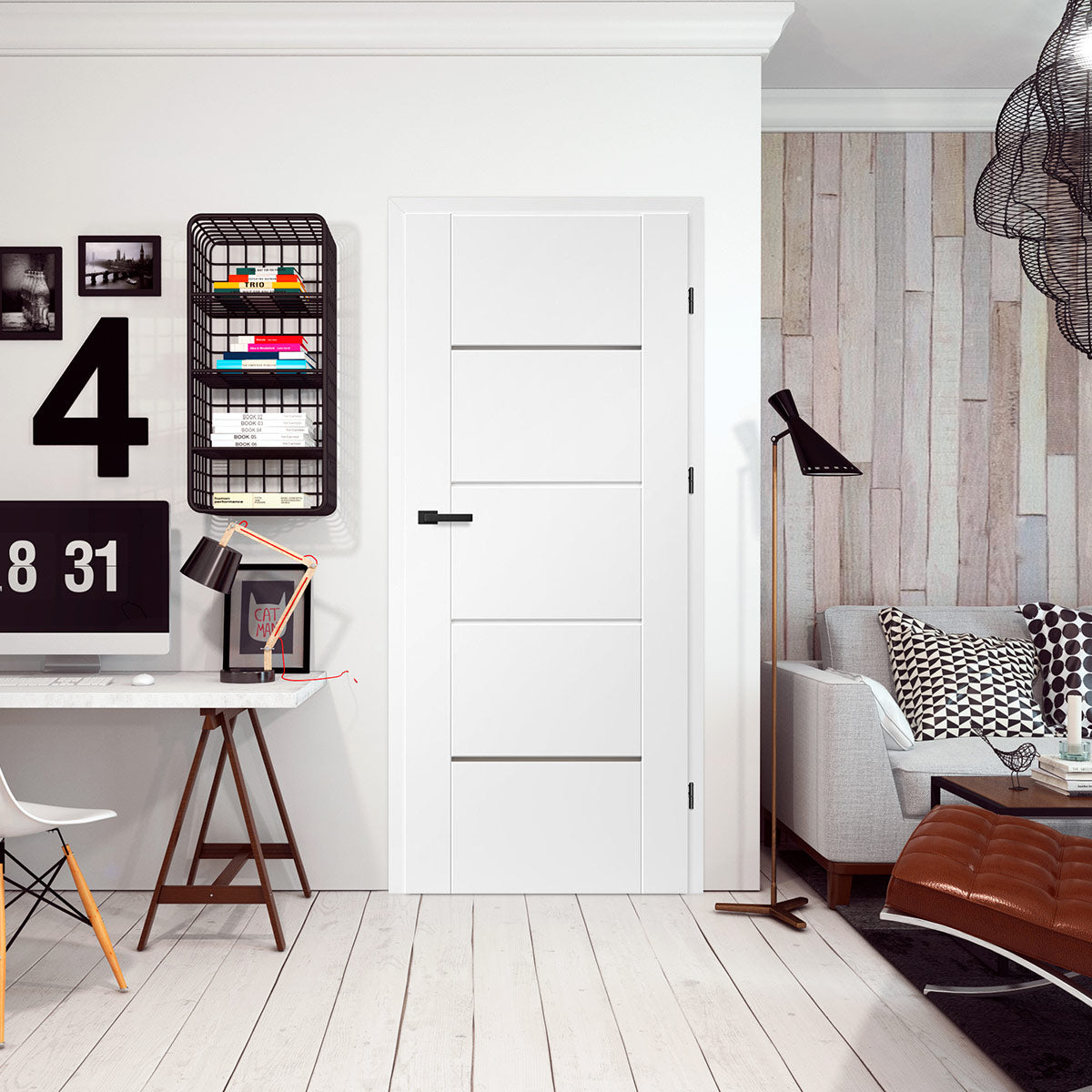 Лакиранa вратa ERKADO - LAURENCJA 4, Цвят: UV ЛАК - Титаниево бяло от Флор Декор