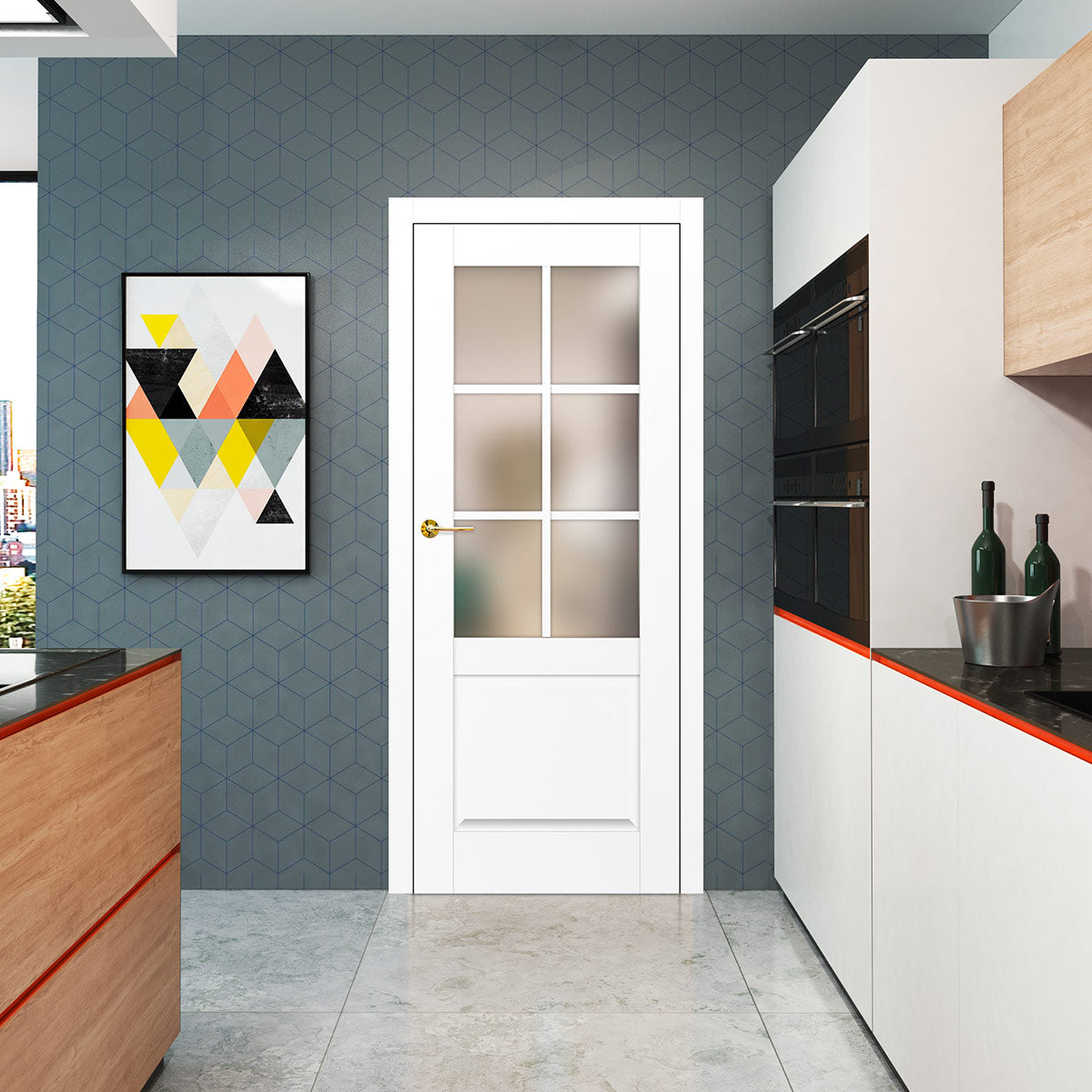 Лакиранa вратa ERKADO - PEONIA 2, Цвят: UV ЛАК - Титаниево бяло от Флор Декор