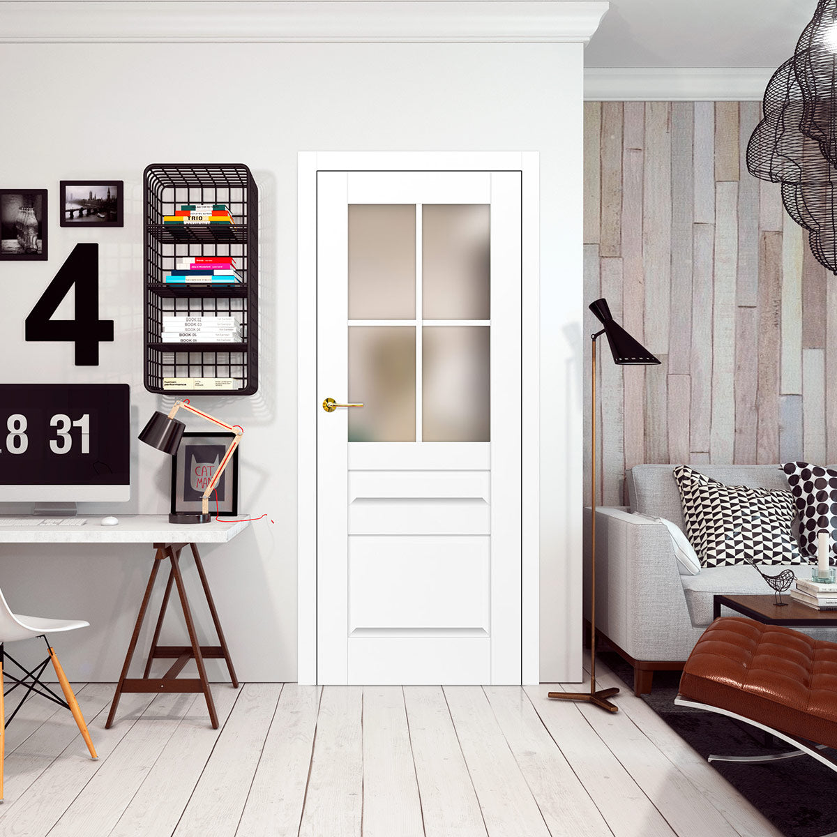 Лакиранa вратa ERKADO - PEONIA 3, Цвят: UV ЛАК - Титаниево бяло от Флор Декор