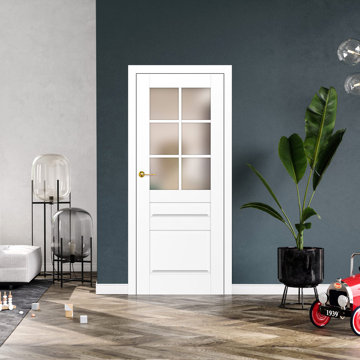 Лакиранa вратa ERKADO - PEONIA 4, Цвят: UV ЛАК - Титаниево бяло от Флор Декор