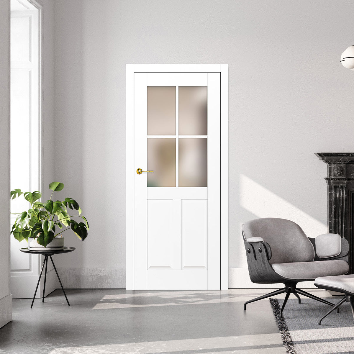 Лакиранa вратa ERKADO - PEONIA 5, Цвят: UV ЛАК - Титаниево бяло от Флор Декор