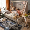 Кревет со механизам со извадлив кревет 90 x 200 SPOT - акација и бело