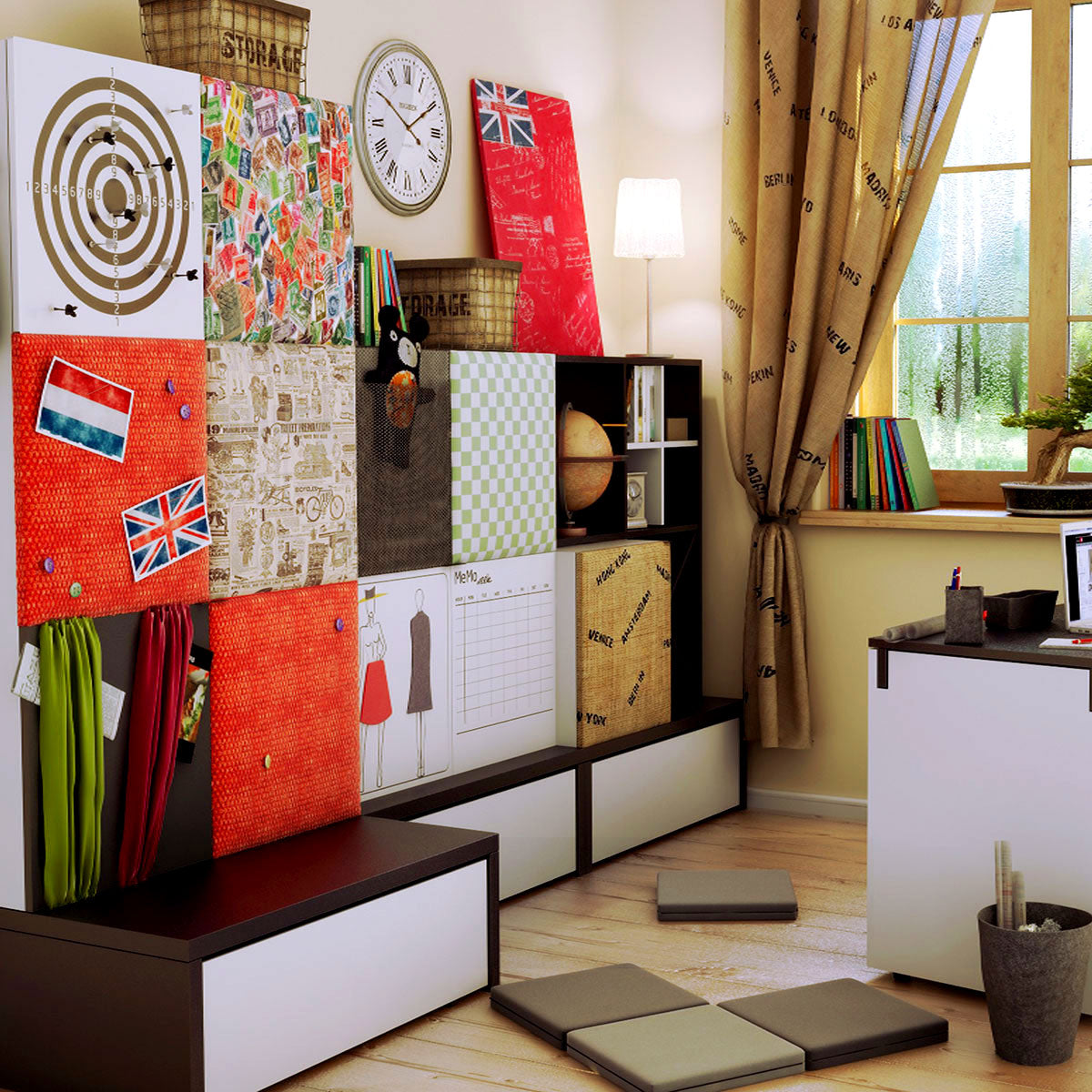 Гардероб 106 x 95 двокрилен со платформа со фиока-YOUNG USERS