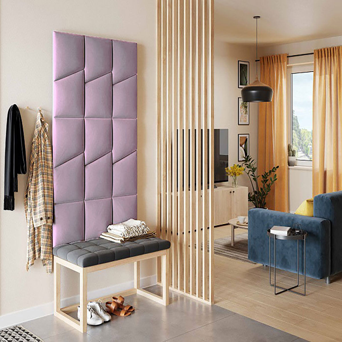 Тапициран панел Vilo GEO 30X35 POWDER PINK на VOX Полша от Флор Декор